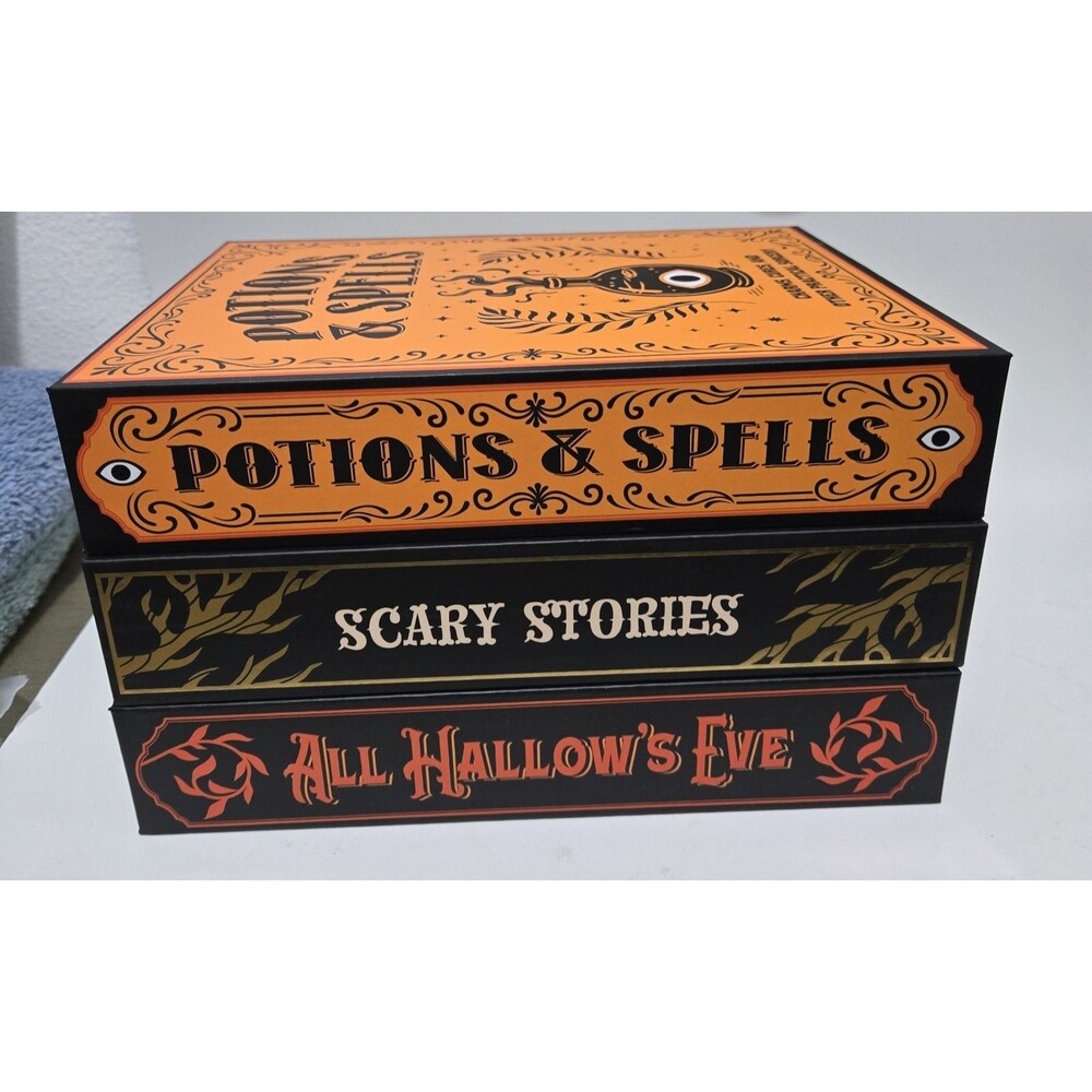 2026 Target Bullseye 3x Halloween Decor Storage Book Boxes Potions Spells NEW